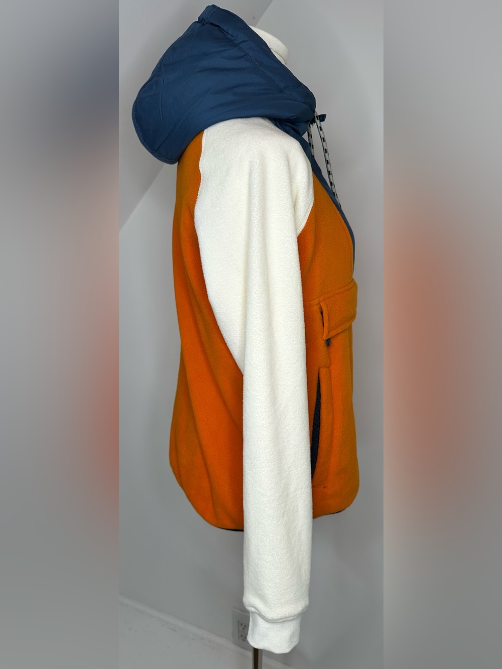 Passenger Fleece Lined Hybrid Anorak Jacket XS Orange Blue Colorblock Hooded - Picture 7 of 16